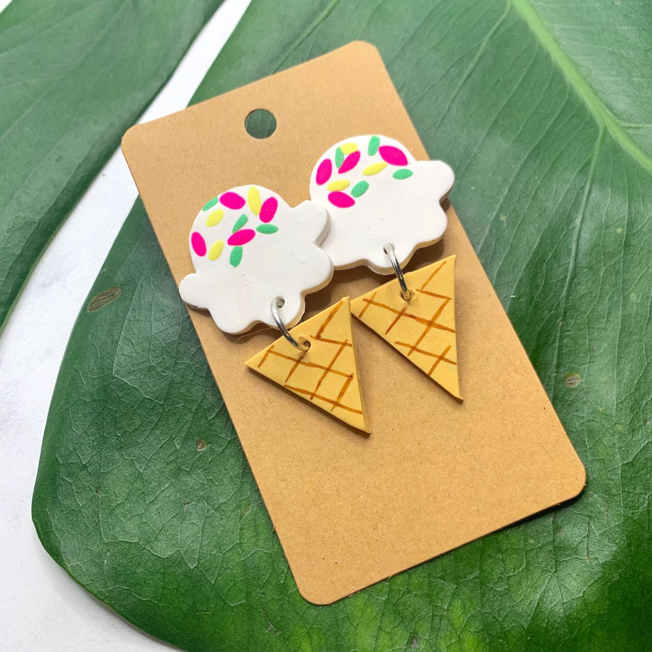 Ice Cream Dreams Earrings | Cute Handmade Polymer Clay Drop Earrings